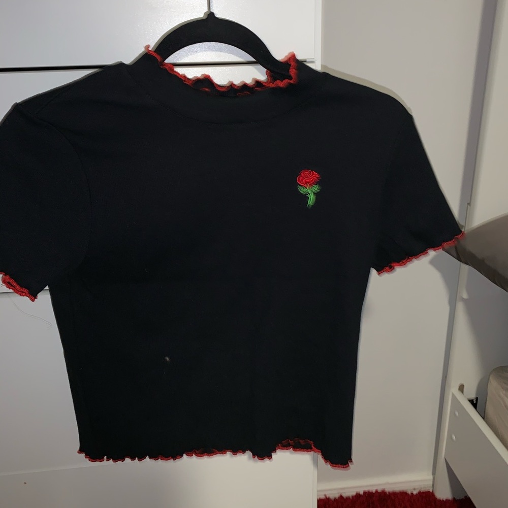Black Mock-neck Ribbed Baby Tee